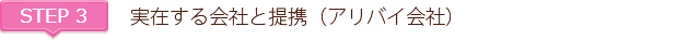 ステップ3、実在する会社と提携(アリバイ会社)